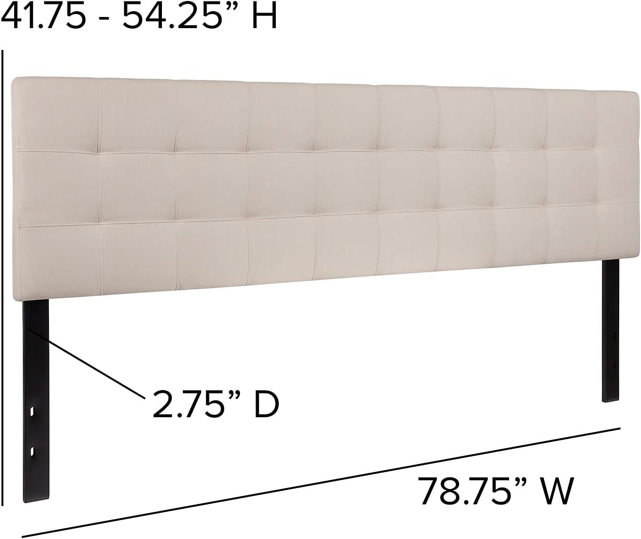 Elegant Beige Fabric King-Size Tufted Headboard with Adjustable Support