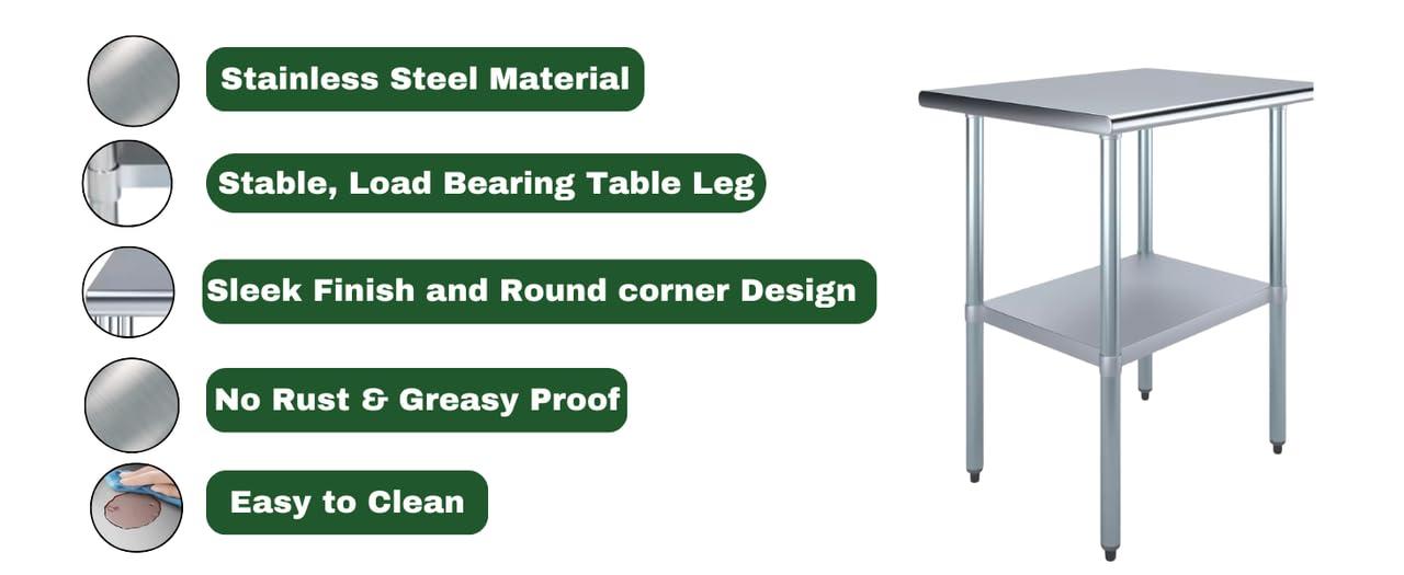 48" Stainless Steel Kitchen Utility Table with Adjustable Shelf
