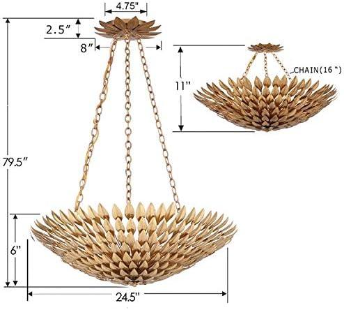 Crystorama Broche 6 Light Antique Gold Semi-Flush 24.5'' W x 11'' H 7 to 12 Inches