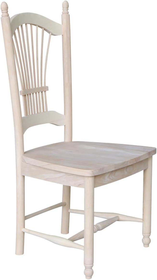 International Concepts Set Of 2 Sheafback Chair Unfinished: Hardwood Frame, Farmhouse Style, 225 lbs Capacity