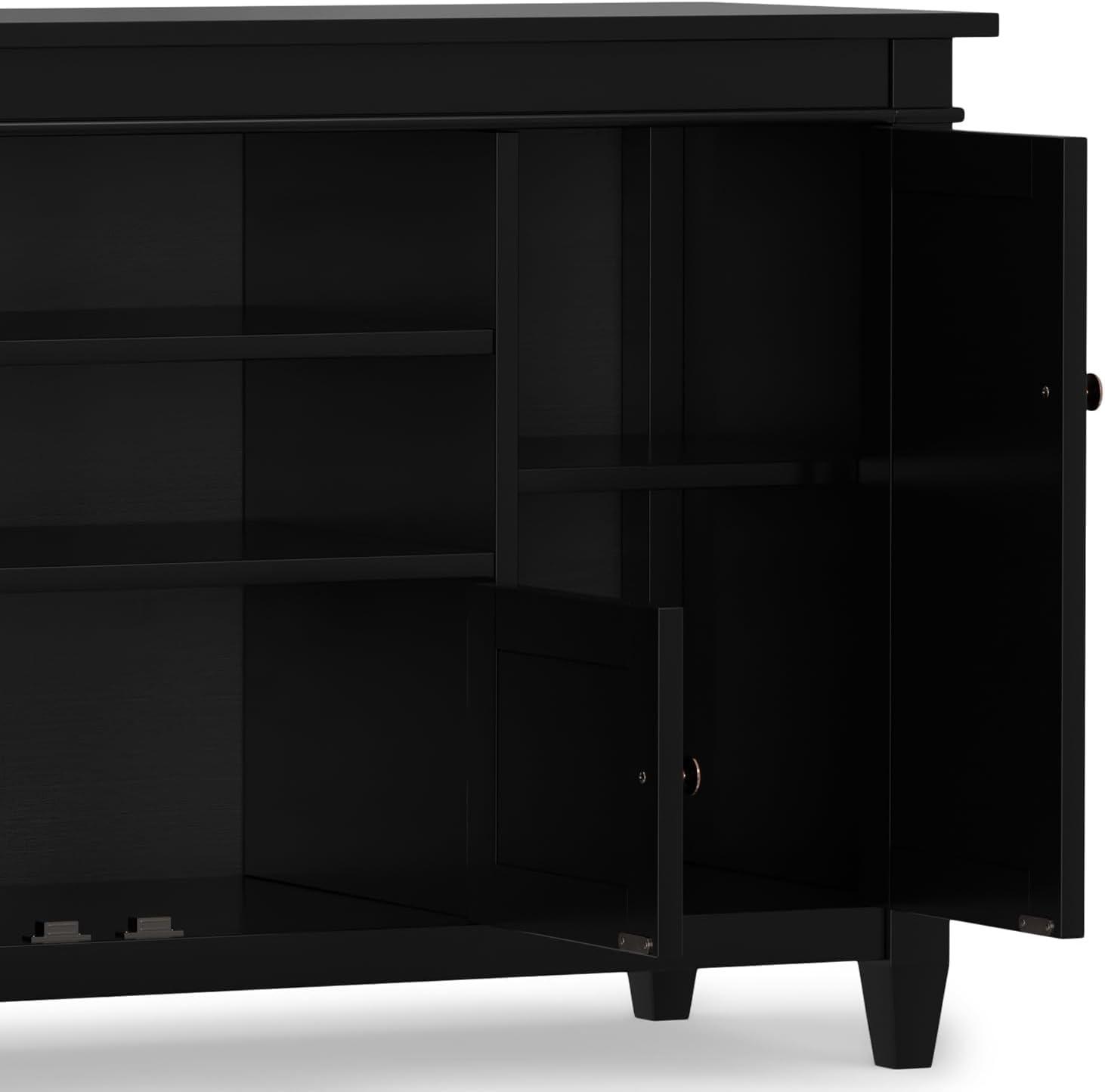 Simpli Home Carlton 54"W Solid Wood TV Stand for TVs up to 60" with 4 Cabinets
