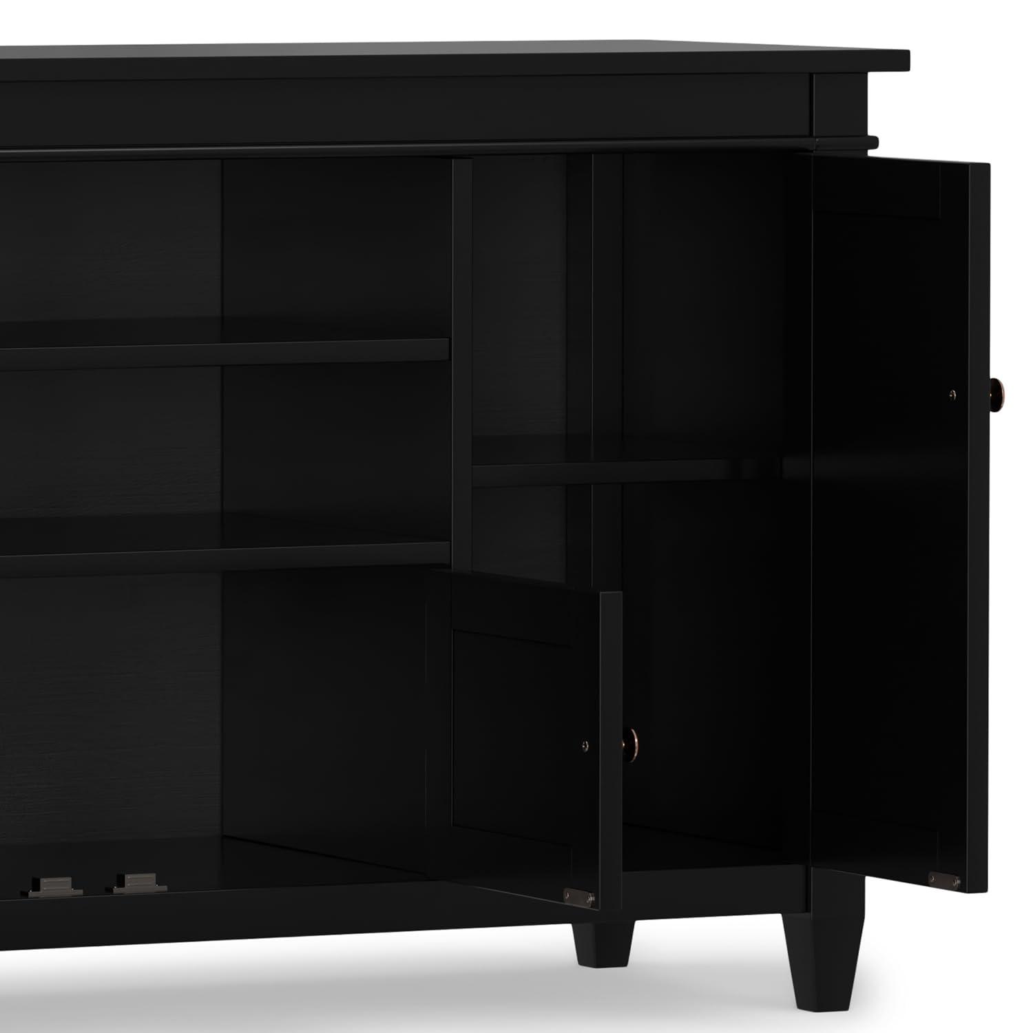 Simpli Home Carlton 54"W Solid Wood TV Stand for TVs up to 60" with 4 Cabinets