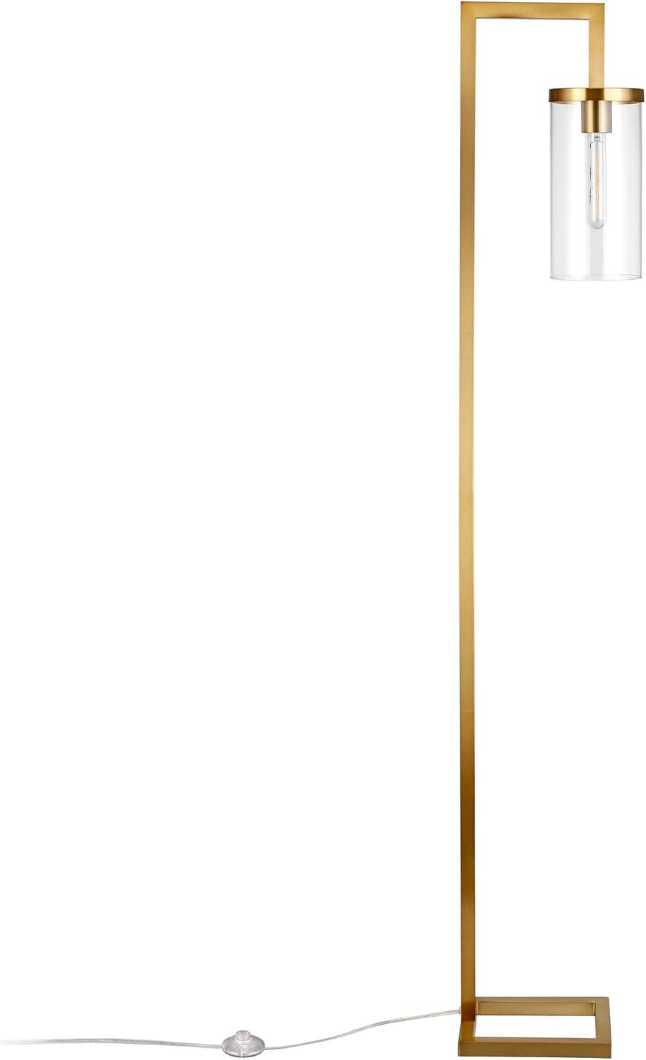 Evelyn&Zoe Malva 67.75" Tall Floor Lamp with Glass shade in Brass/Clear