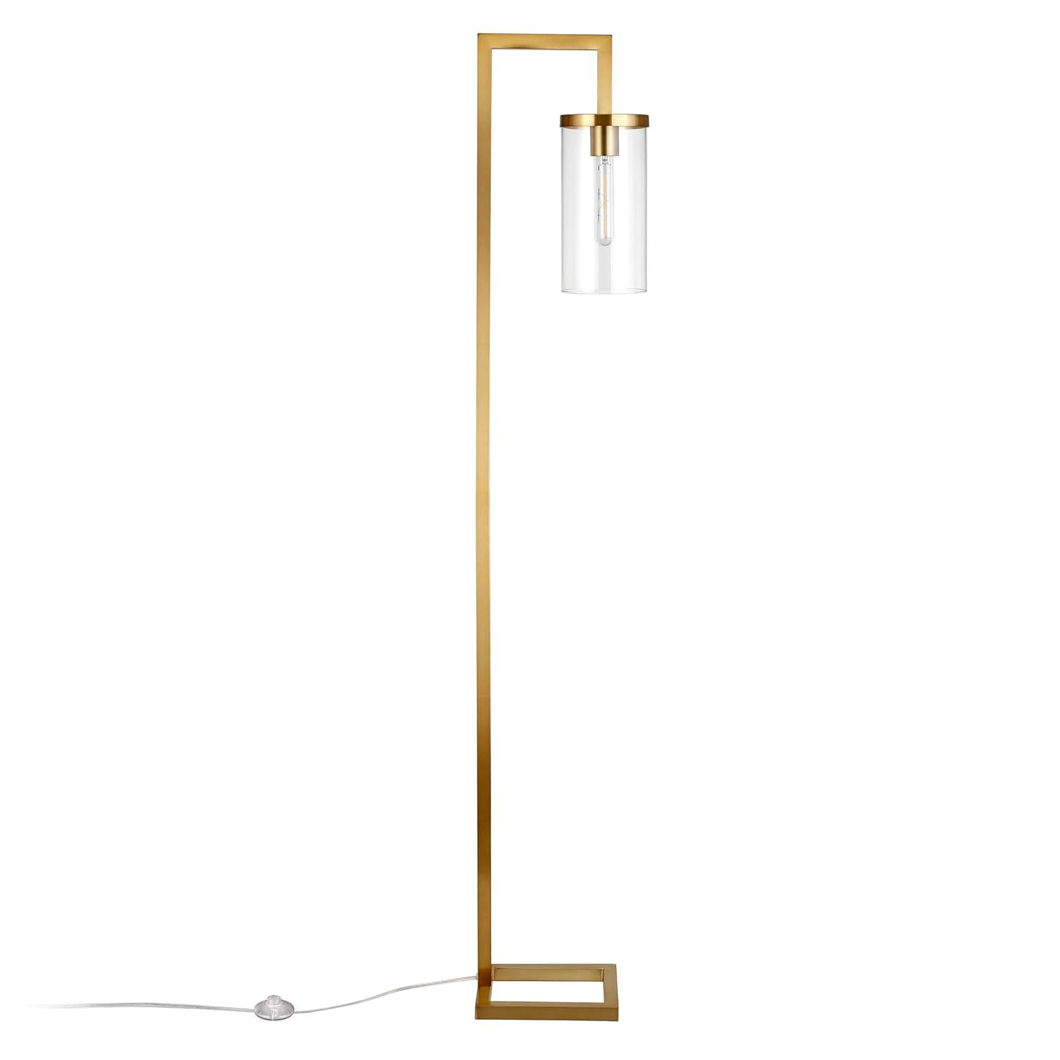 Evelyn&Zoe Modern Metal Floor Lamp with Clear Glass Shade