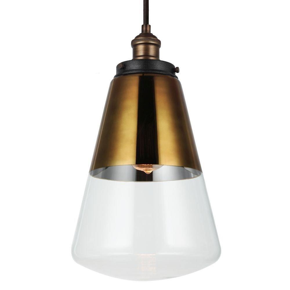 Gold and Clear Glass Brass Pendant Light