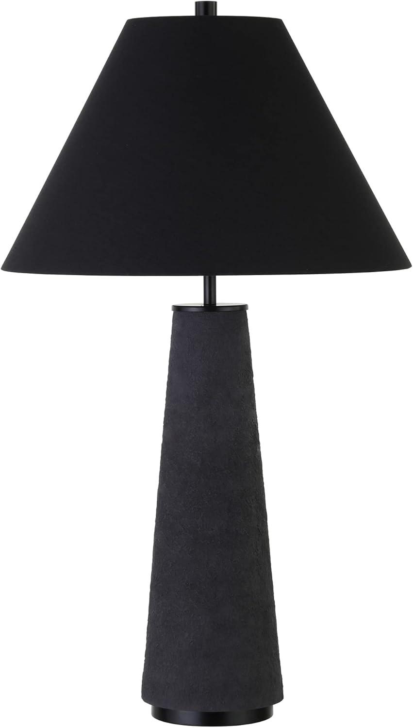 Evelyn&Zoe Ingalls 28" Tall Monochrome Table Lamp with Fabric shade in Matte Black/Black