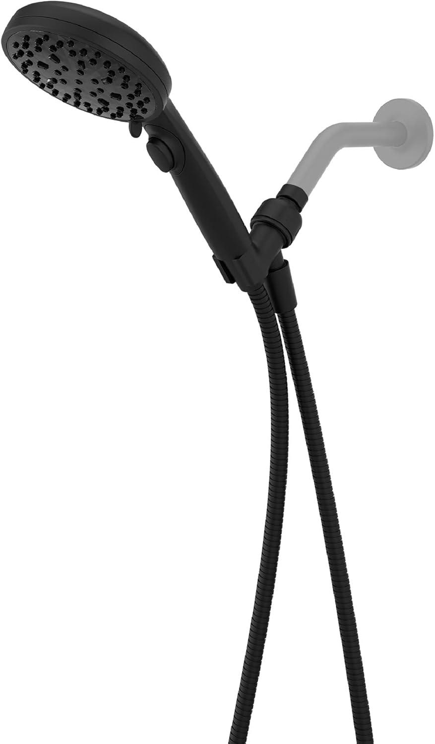 Matte Black 6-Spray Handheld Shower Head with Hose