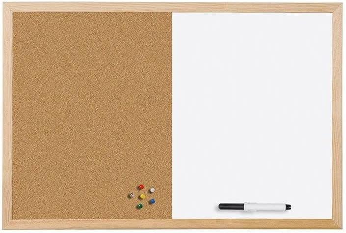 Pine Wood Frame 24" x 18" Combo Cork and Dry-Erase Board