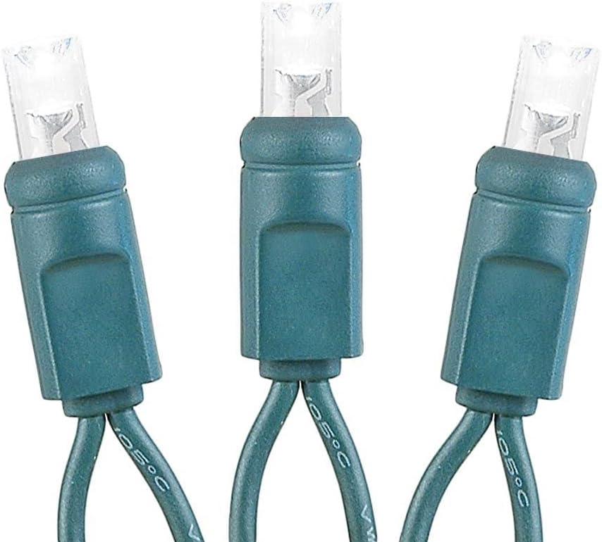 Novelty Lights 20 Light LED Battery Christmas Mini Light Set, Green Wire, 8' Long White
