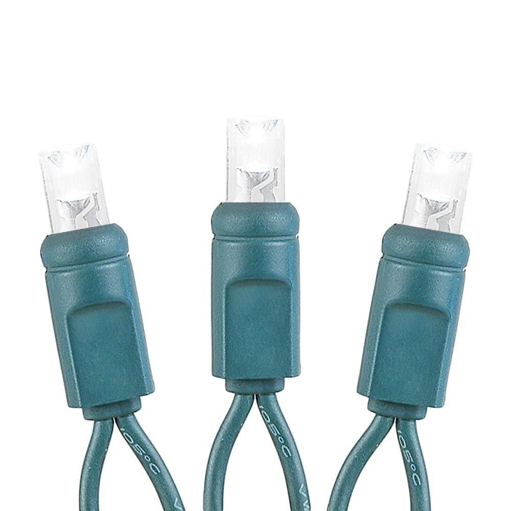 Novelty Lights 20 Light LED Battery Christmas Mini Light Set, Green Wire, 8' Long White