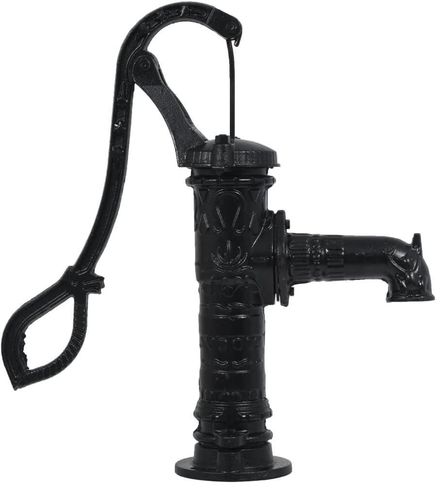 Black Cast Iron Manual Hand Water Pump with Stand for Outdoor Garden