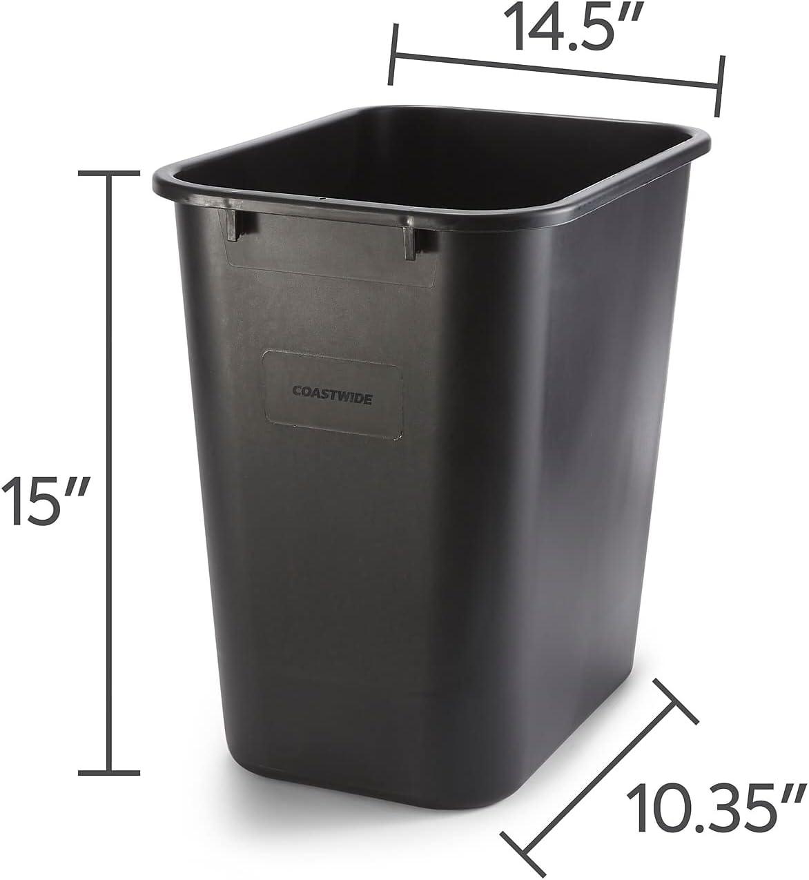 Brighton Soft Molded Wastebasket 7 Gallons Black 15"H x 14 1/2"W x 10 1/2"D CW56429