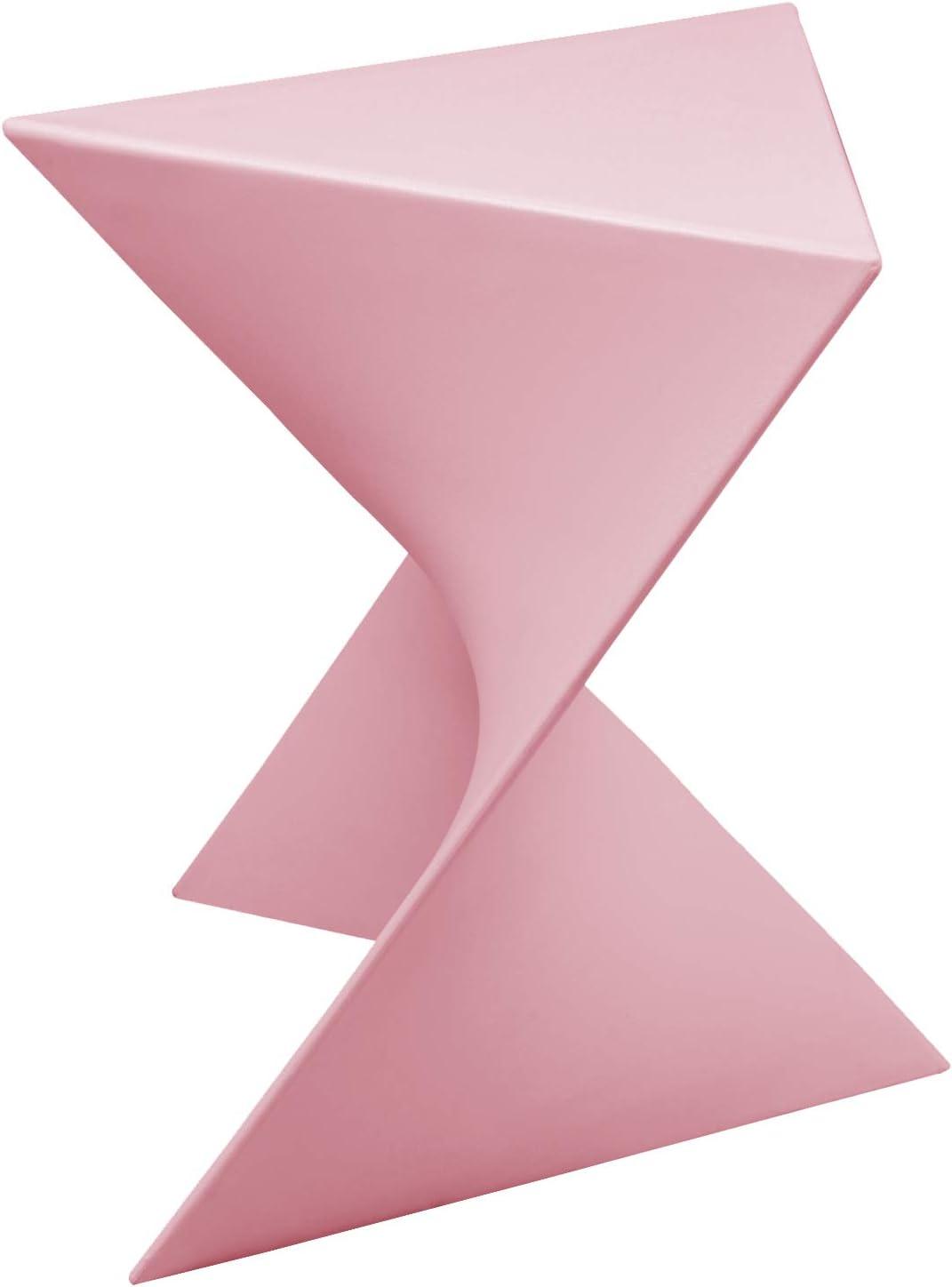 LeisureMod Randolph Modern Plastic Triangle End Table in Pink