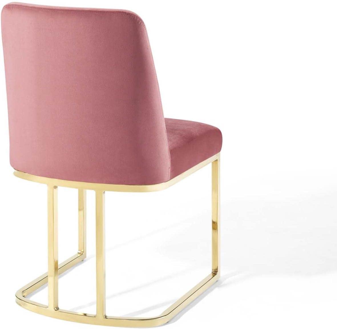 Amplify Sled Base Performance Velvet Dining Side ChairGold Dusty Rose