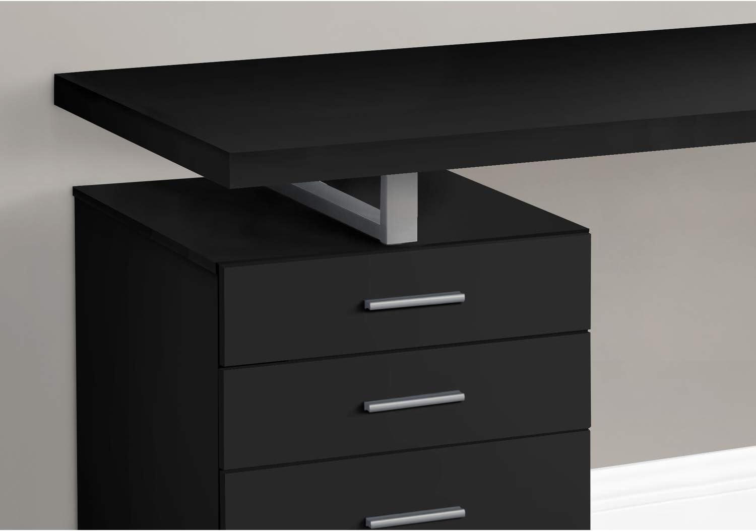 Black Wood Home Office Desk with Drawers and Filing Cabinet