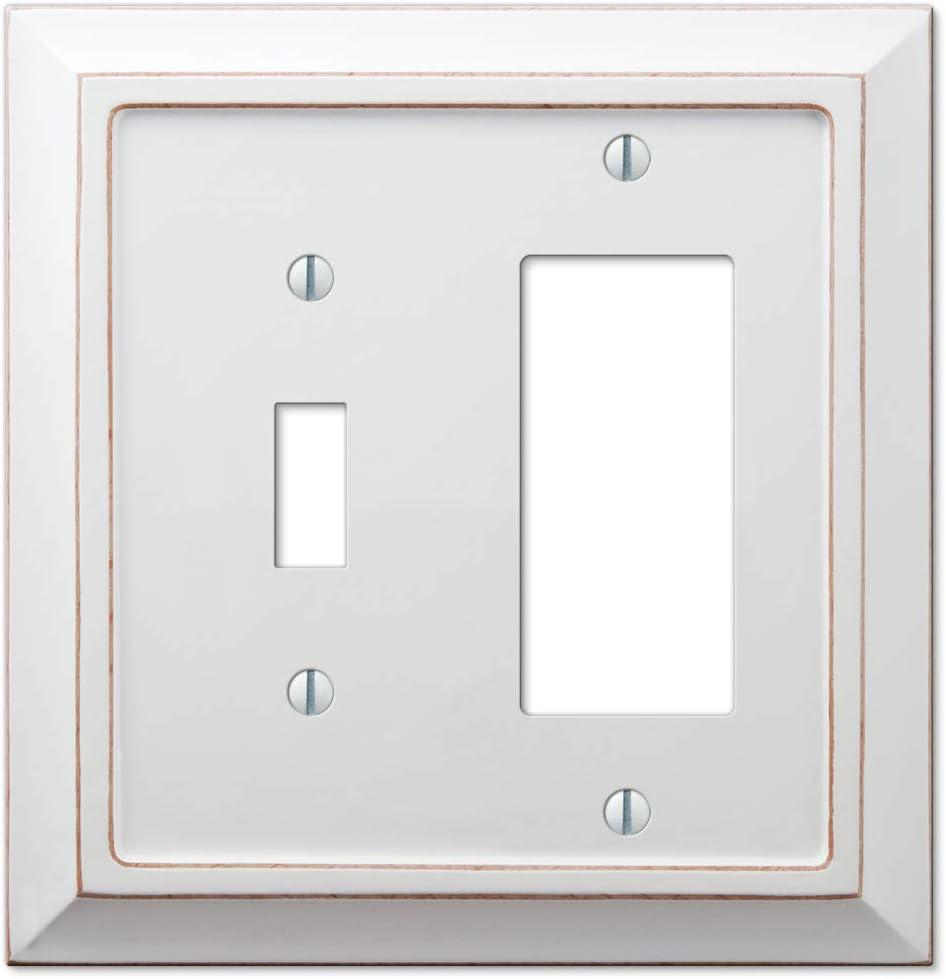 Amerelle 4040TRDW Moderne Wallplate 1 Toggle / 1 Rocker Wood Distressed White 1-Pack