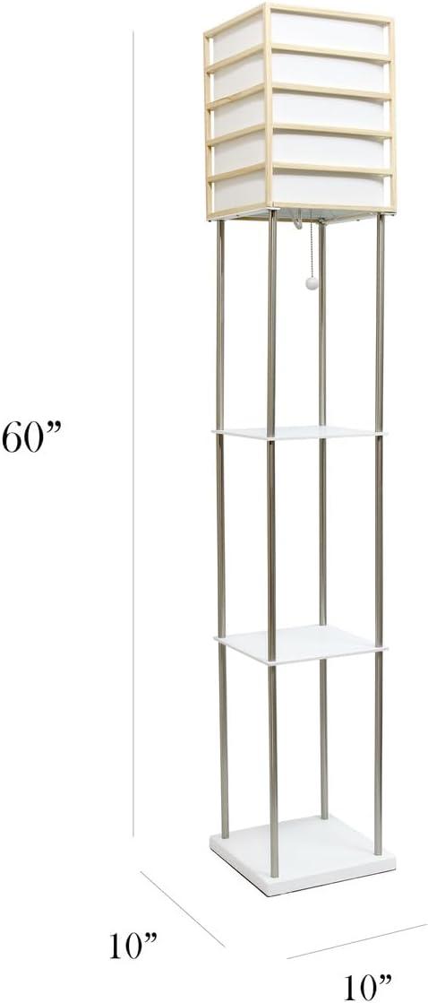 Elegant Designs 60" Metal Etagere Floor Lamp, Light Wood