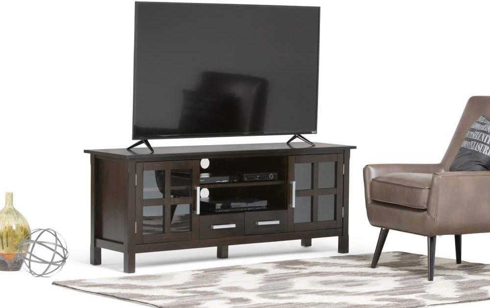 Hickory Brown 60" Solid Wood TV Media Console with Cabinets