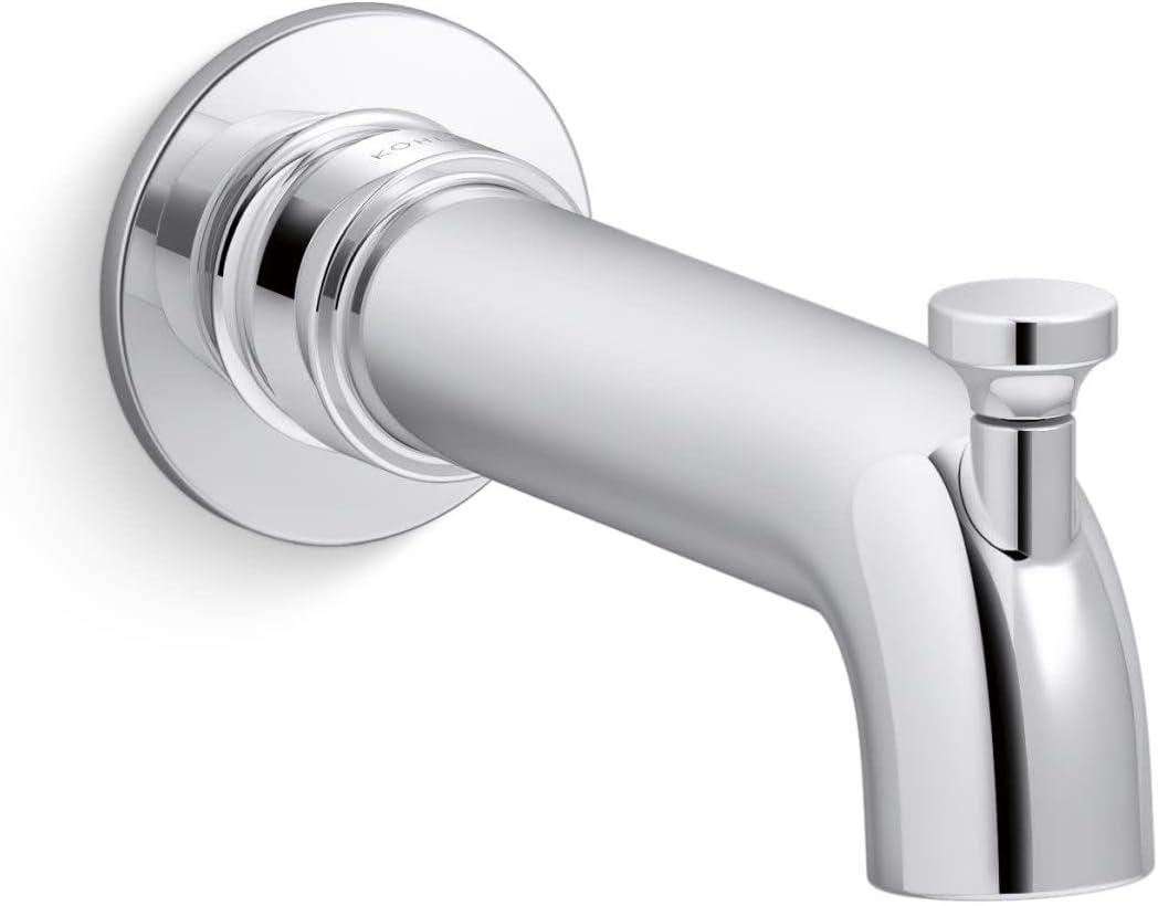 Polished Chrome Wall-Mount Bath Spout with Diverter