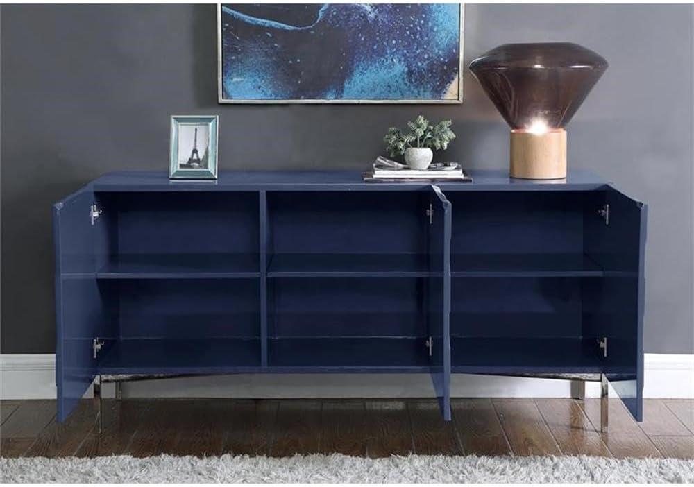 Meridian Furniture Collette Solid Wood Sideboard Buffet in Navy Lacquer