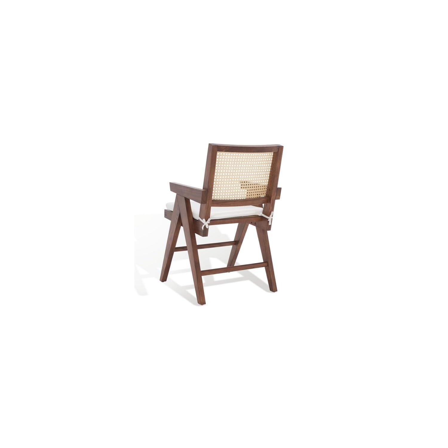 SAFAVIEH Couture Colette Contemporay Linen Solid Dining Armchair, Walnut/Natural