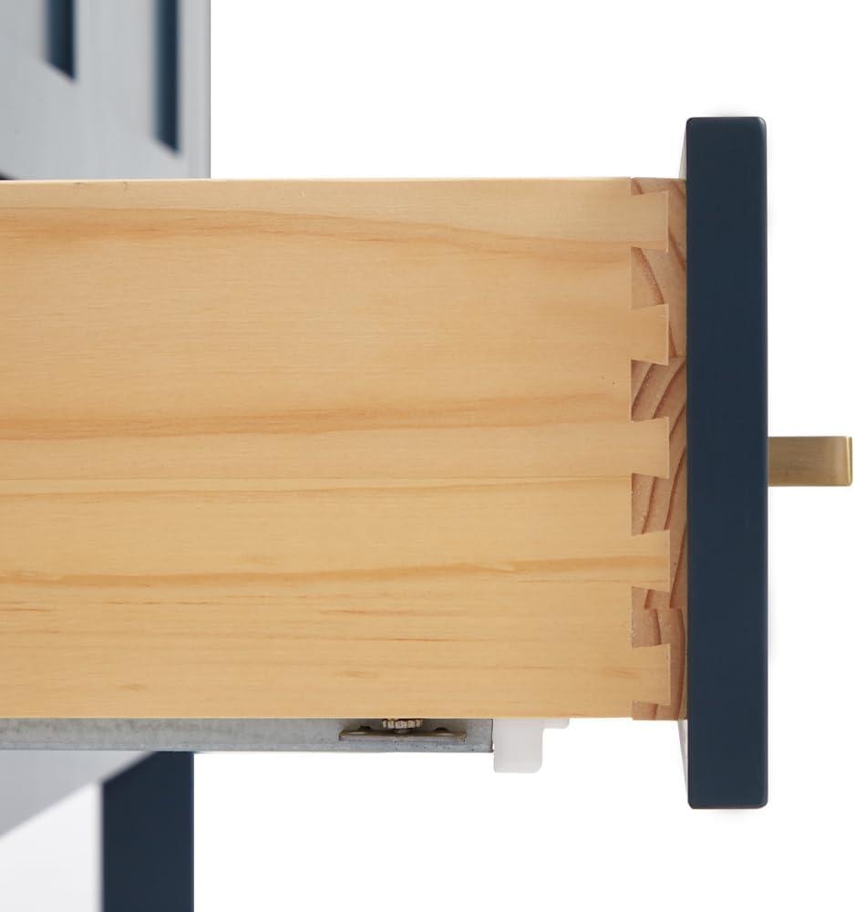 ARIEL Cambridge 43 Inch Midnight Blue Bathroom Vanity with Single Sink, Solid Wood, White Quartz Countertop, 1.5-Inch Edge, Right Rectangular Undermount Sink, 2 Soft Closing Doors, 5 Drawers