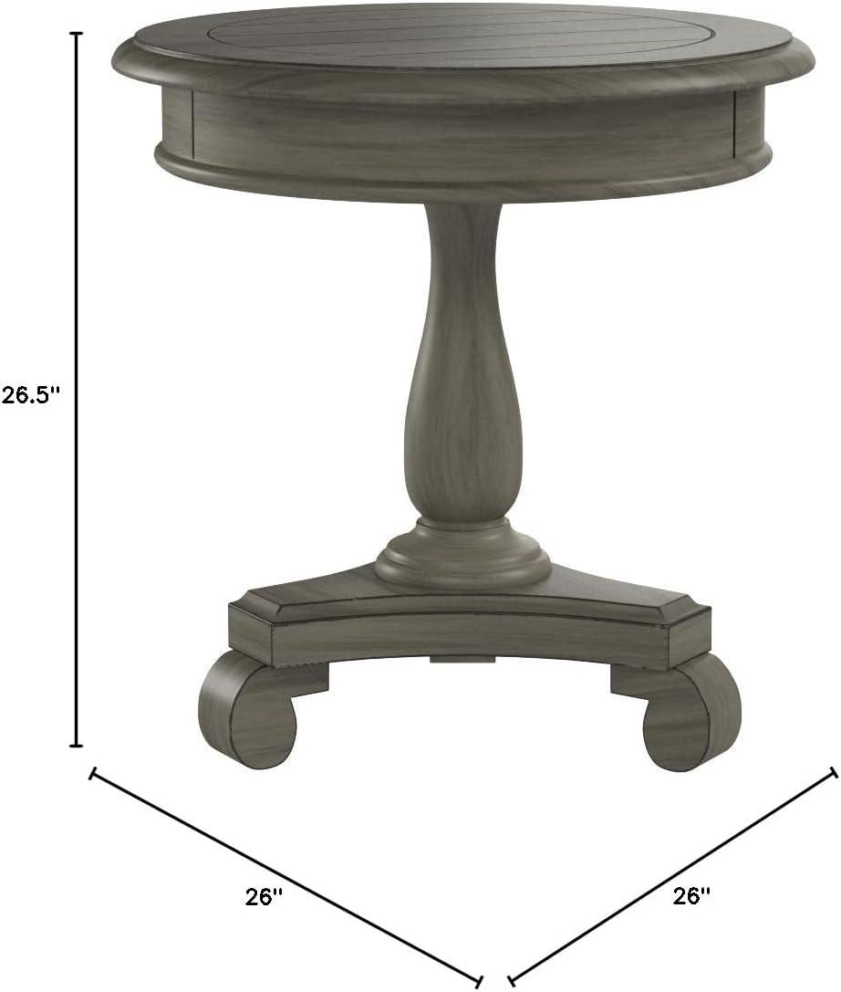Roundhill Furniture Rene Round Wood Pedestal Side Table, Gray