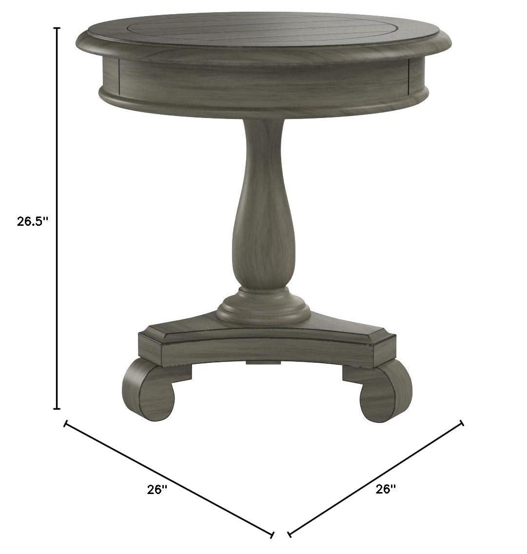 Roundhill Furniture Rene Round Wood Pedestal Side Table, Gray