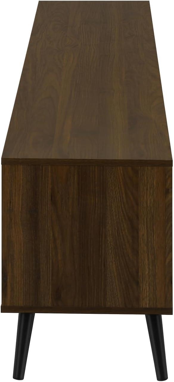 Monarch Specialties Tv Stand 72 Inch Console Media Entertainment Center Storage Cabinet Brown Laminate Black Wood Legs Transitional