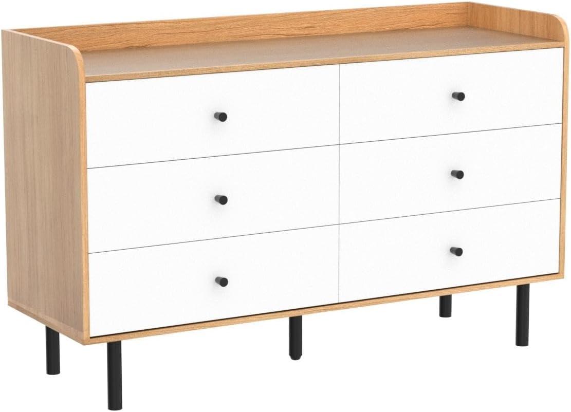 REHOOPEX White Dresser for Bedroom, 6 Drawer Dresser, Modern  Chest of Drawers for Nursery, Living Room