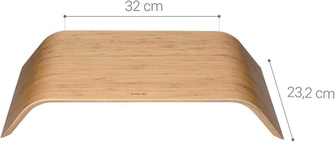 Natural Bamboo Curved Desktop Monitor Stand Riser