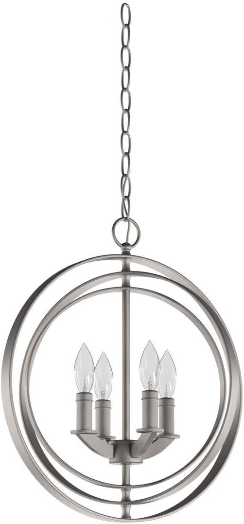 Progress Lighting Equinox 4-Light Foyer Pendant, Steel, Burnished Silver, No Shade