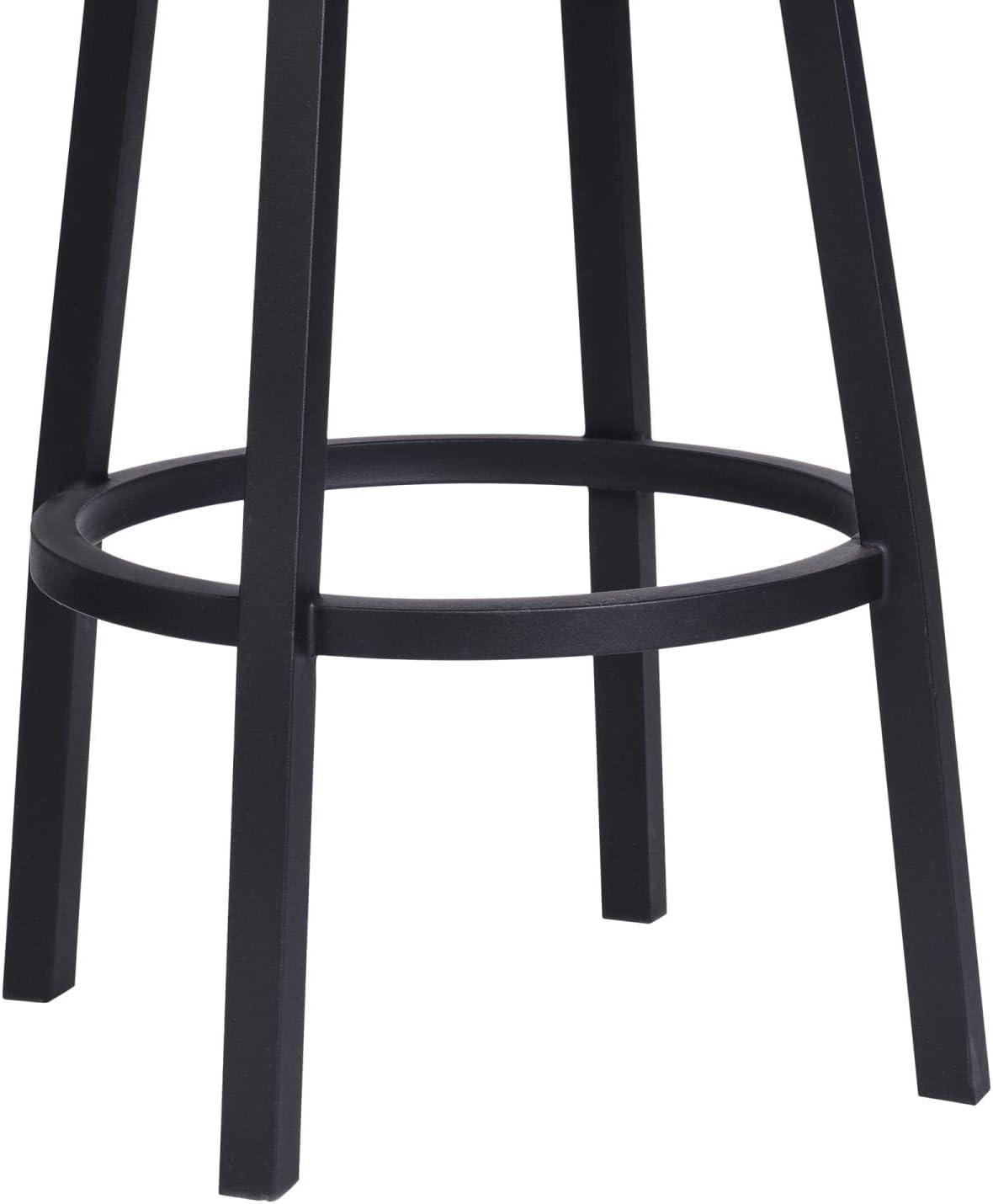 Transitional Black Faux Leather 26" Swivel Barstool with Metal Base