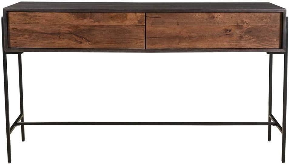 Tobin 54'' Gray and Brown Solid Mango Wood Console Table with Storage