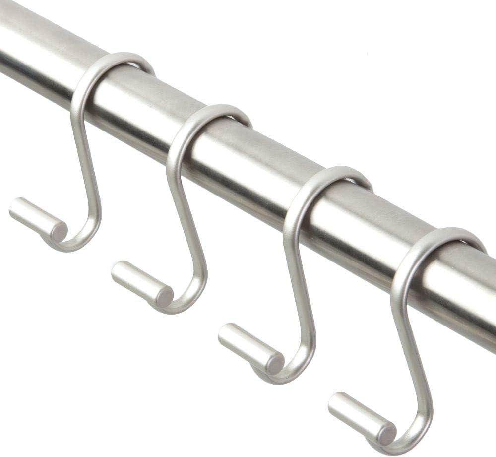 Satin Steel T-Bar Shower Curtain Hooks Set of 12