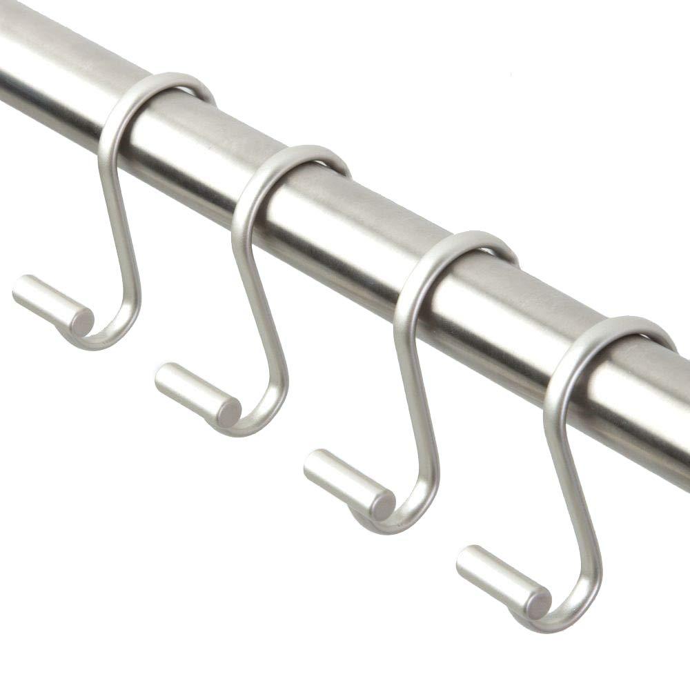 iDESIGN Metal T Bar Shower Curtain Hooks Rust Resistant Rings Set of 12 Satin