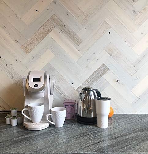 Timberchic River Reclaimed Wooden Wall planks - Simple Peel & Stick Wall Covering Application for DIY Accent Wall & Home Improvement - Premium Wall Paneling - Herringbone Pattern