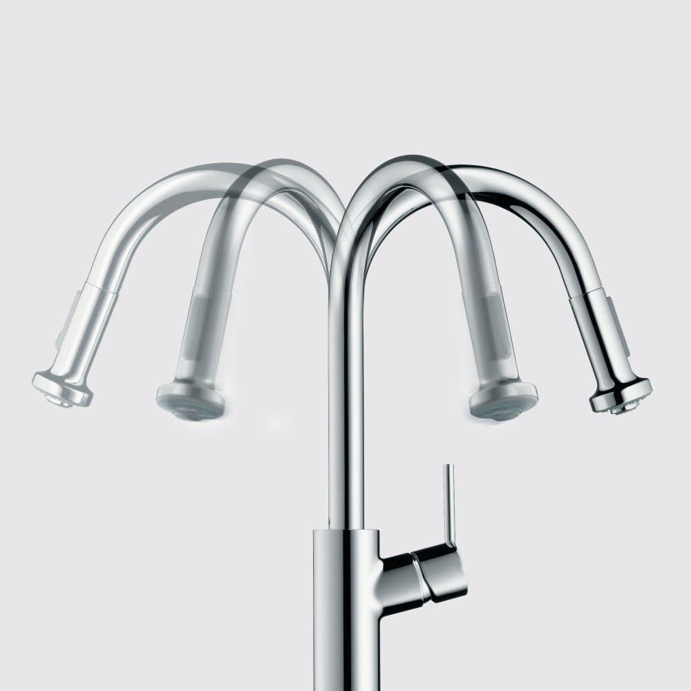 Modern Steel Optik Pull-Down Kitchen Faucet with Magnetic Docking