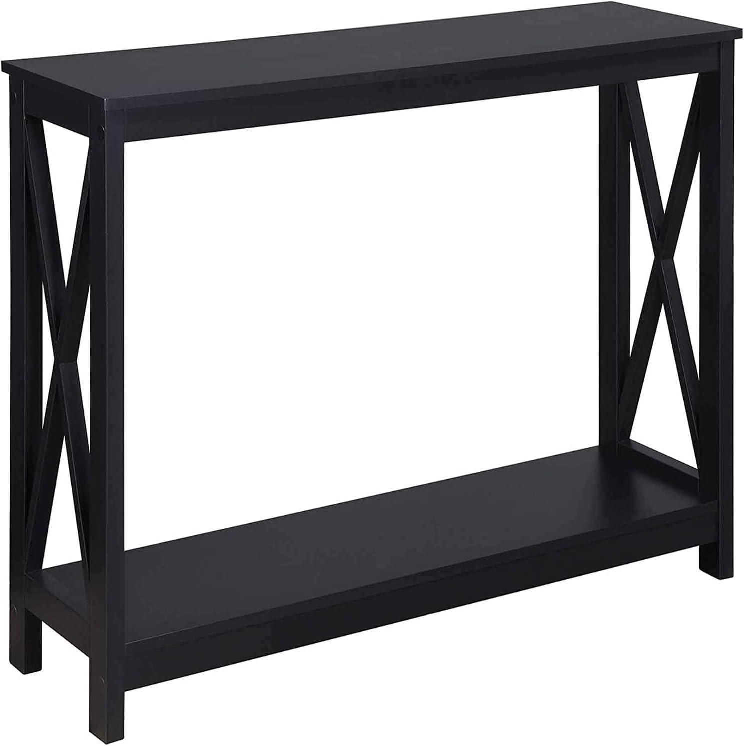 Eco-Friendly Oxford Black Console Table with Dual-Tier Storage