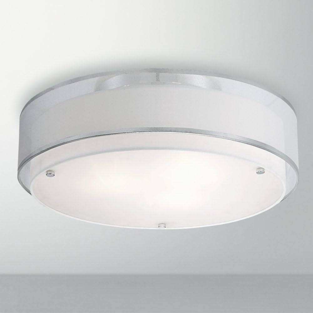 Elegant Chrome 22" Semi-Flushmount Ceiling Light with Double Drum Shade