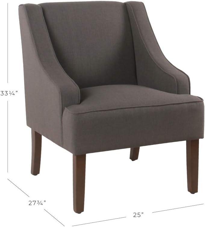 Elegance in Charcoal: Dark Gray Swoop Arm Wood Accent Chair