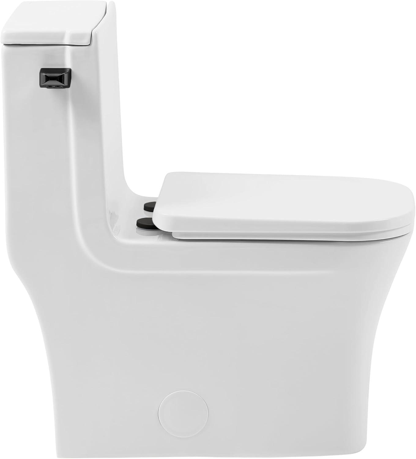 Concorde One-Piece Square Toilet Side Flush, Black Hardware 1.28 gpf