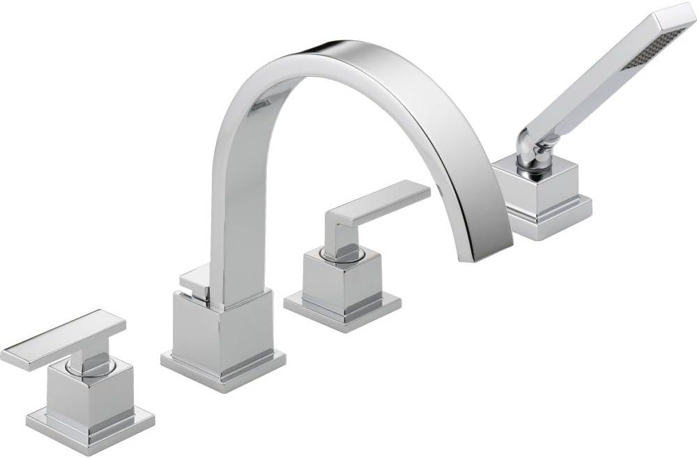 Vero Double Handle Deck Mounted Roman Tub Faucet with Handshower