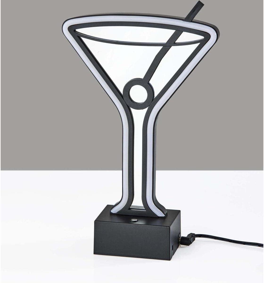 Infinity Neon Martini Glass Table/Wall Lamp Black - Adesso: USB Powered, Battery Option, LED Lighting