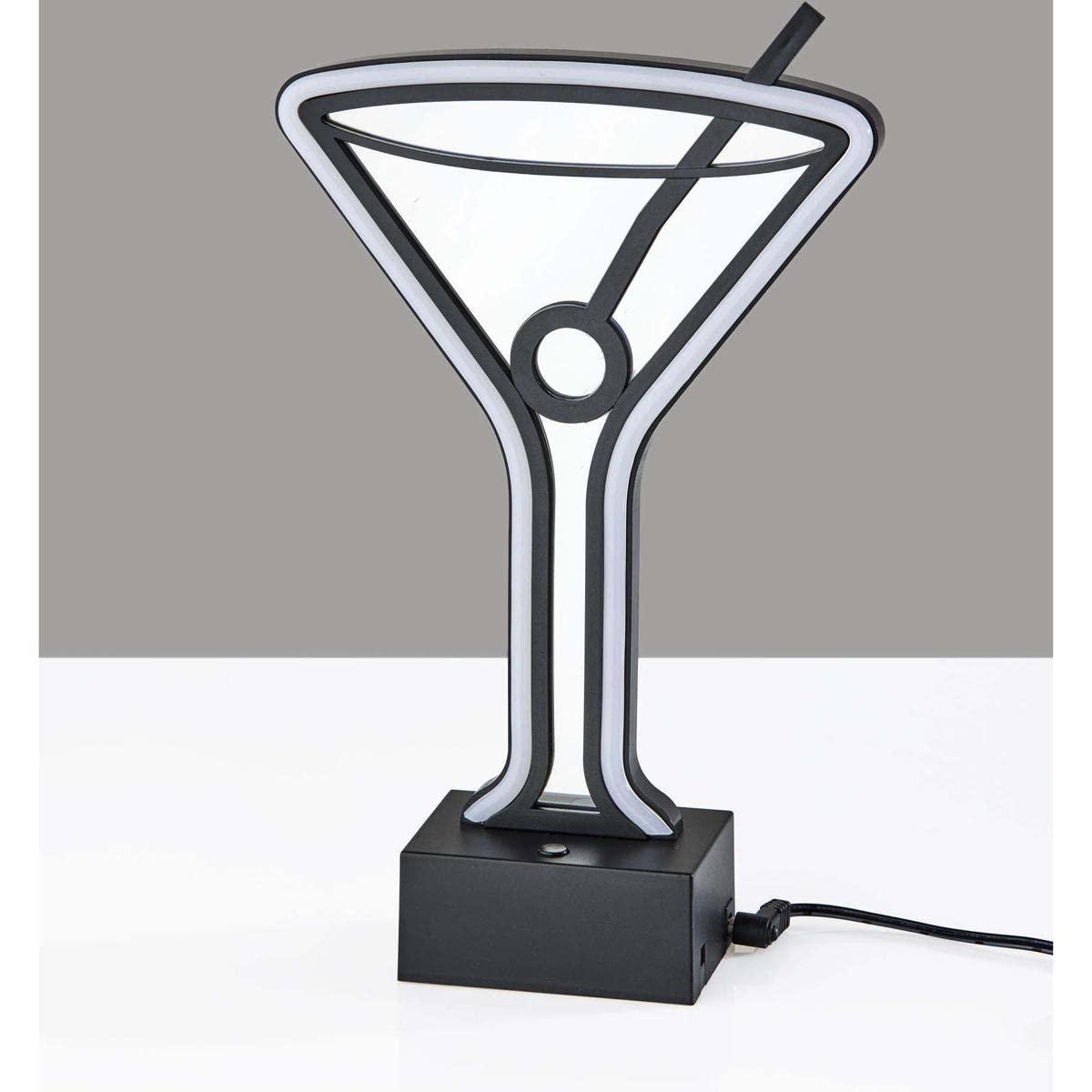 Infinity Neon Martini Glass Table/Wall Lamp Black - Adesso: USB Powered, Battery Option, LED Lighting