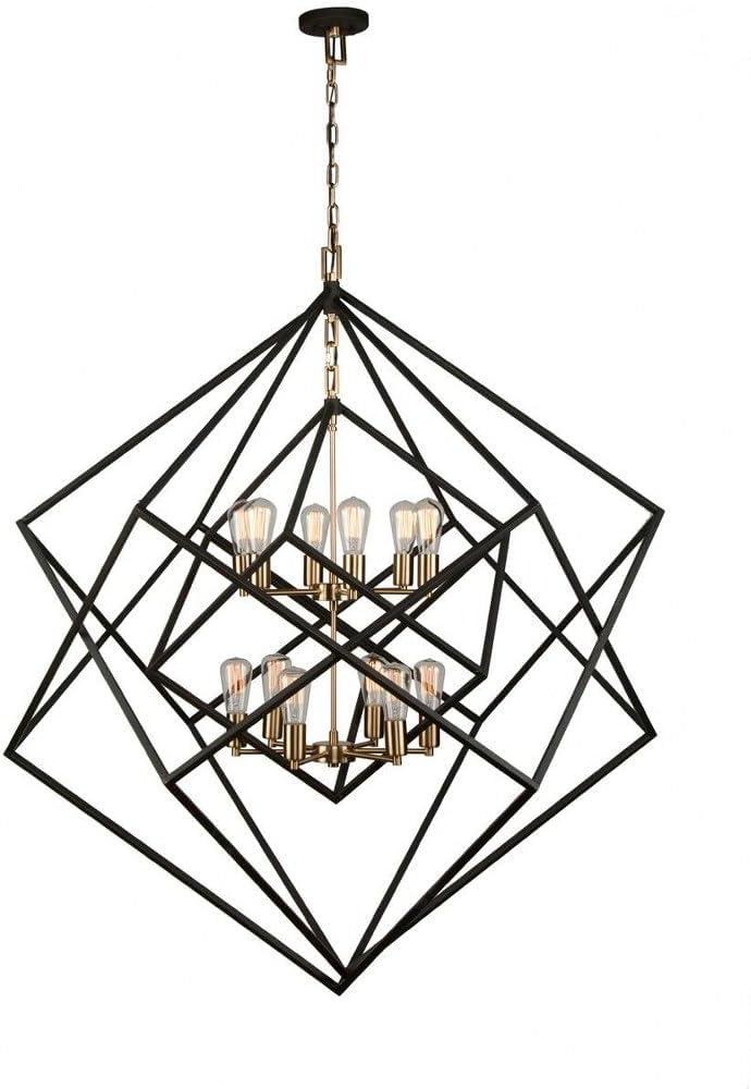 AC11112-Artcraft Lighting-Artistry - 12 Light Chandelier-Matte Black/Harvest Brass Finish -Traditional Installation