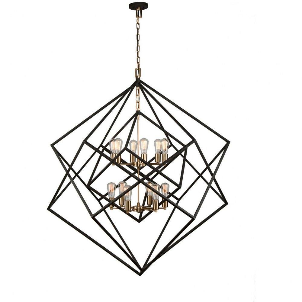 AC11112-Artcraft Lighting-Artistry - 12 Light Chandelier-Matte Black/Harvest Brass Finish    -Traditional Installation