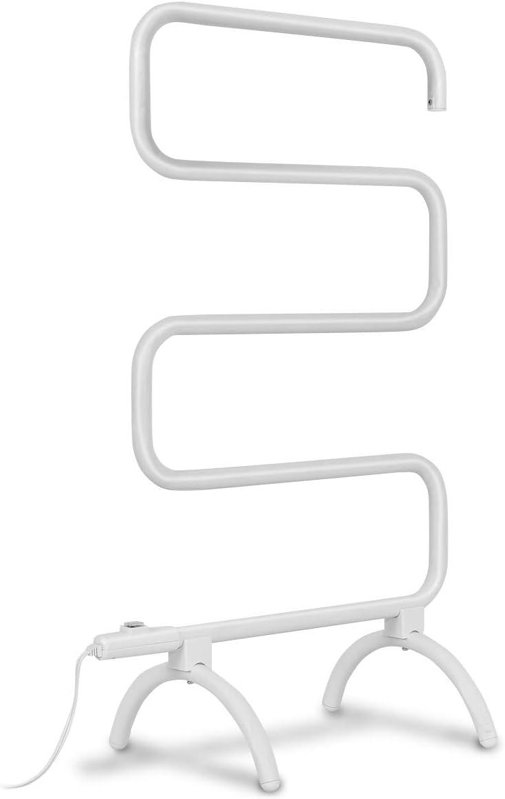 Tangkula Towel Warmer, Home Bathroom 100W Electric 5-Bar Towel Drying Rack, Freestanding and Wall Mounted Design Towel Hanger, Towel Heater, White (23"L x 13"W x 36"H)