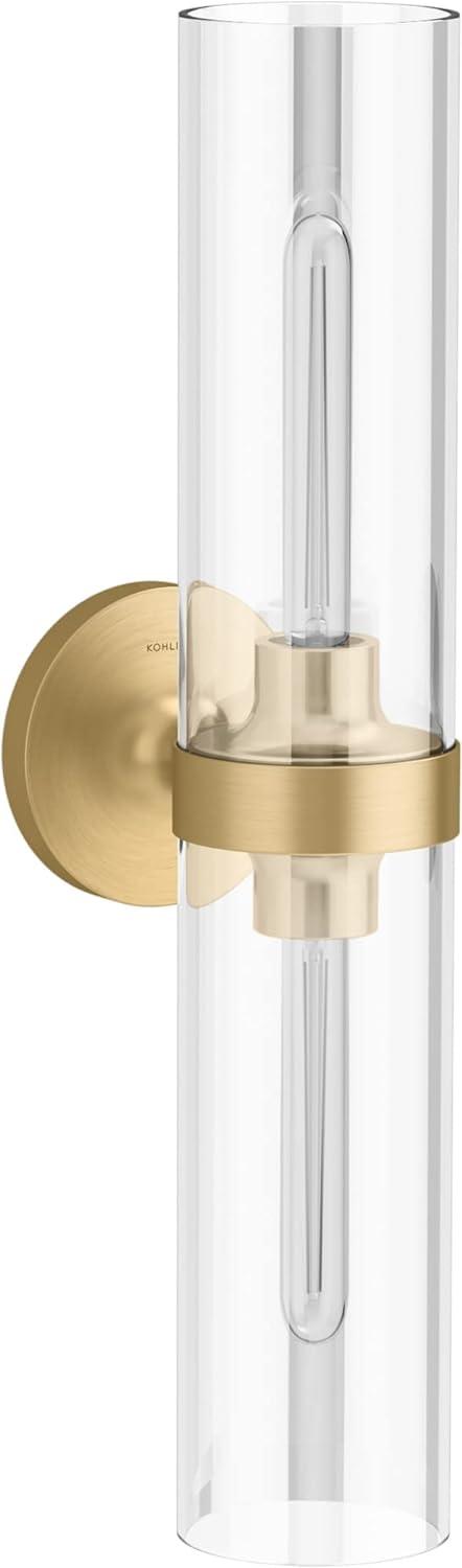 Purist Brushed Moderne Brass 22" Dual Light Wall Sconce