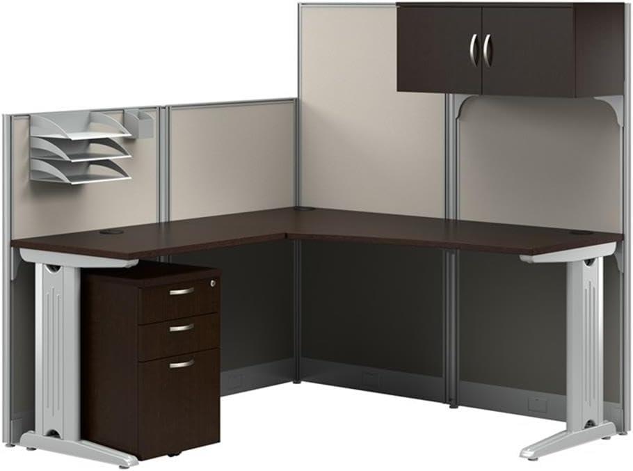 Bush Business Furniture Office in an Hour 65W L Shaped Cubicle Desk with Storage, Drawers, and Organizers